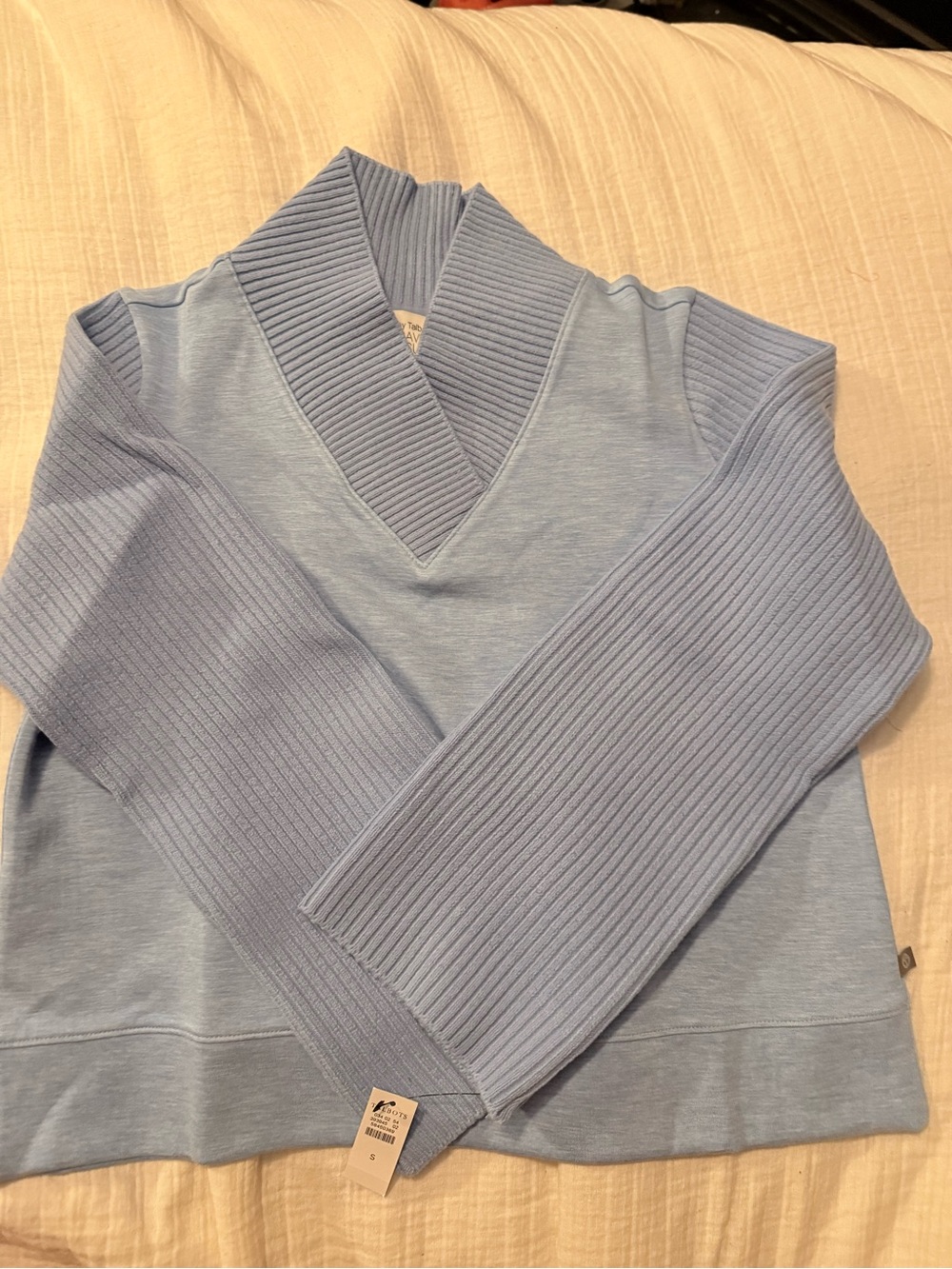 Talbots Light Blue V-Neck Ribbed Sweater
